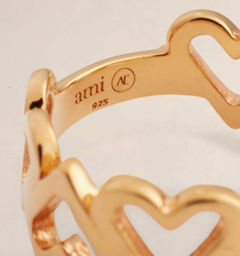 Ami Paris Upside Down Hearts Ring Dorados | SWQS8432