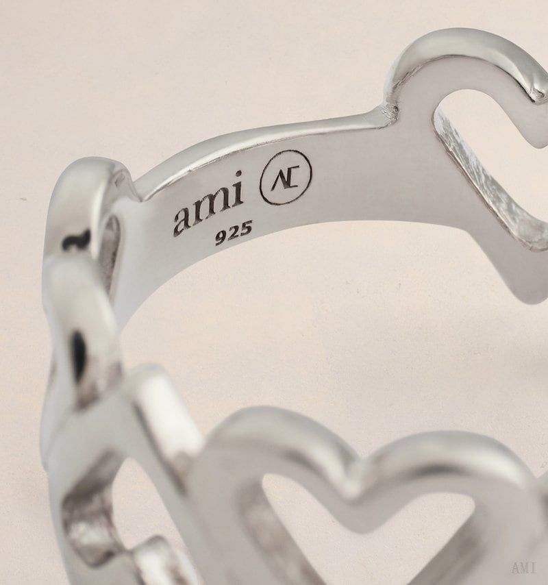 Ami Paris Upside Down Hearts Ring Plateados | OMRA6192