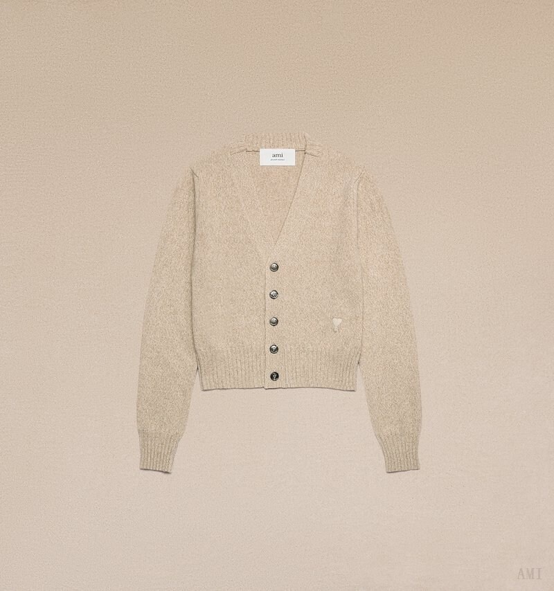 Prendas De Punto Ami Paris Tonal Ami De Coeur Cardigan Champagne | KLQI0725