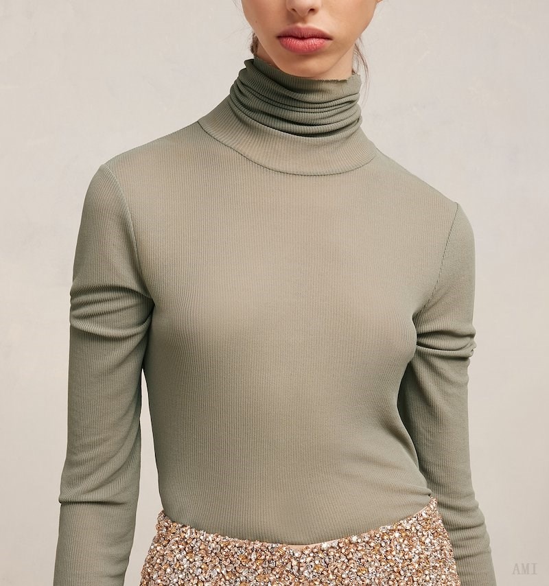 Prendas De Punto Ami Paris Turtleneck T-shirt Clay | XWZE0662